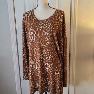 Multiples Animal Print Lightweight Tunic Sweater